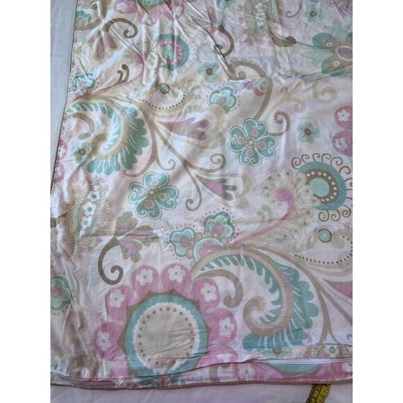 Pottery Barn Kids Zipper Crib Cover Pink Teal Floral Paisley Cotton Set Of 3 - Picture 1 of 6